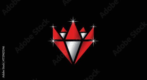 Red and Silver Gemstone Logo Design.