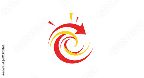 Dynamic Red Arrow Swirl: A Symbol of Forward Momentum and Energy.