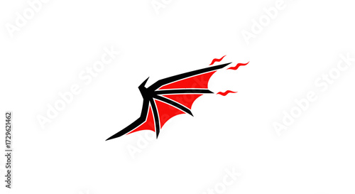 Red Dragon Wing Design Abstract Fierce Symbol Powerful Creative.