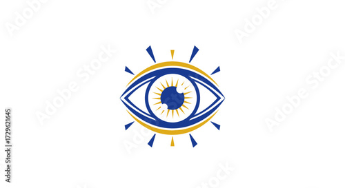 Stylized Eye with Rays of Light Emanating Outward Symbolizing Vision and Clarity.
