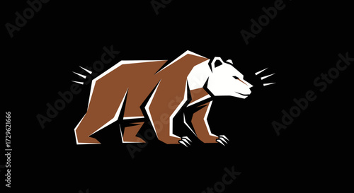 Powerful Brown Bear Walking Side Profile.