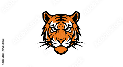 Tiger Head Logo Design Orange Tiger Face Focused Wild Animal.