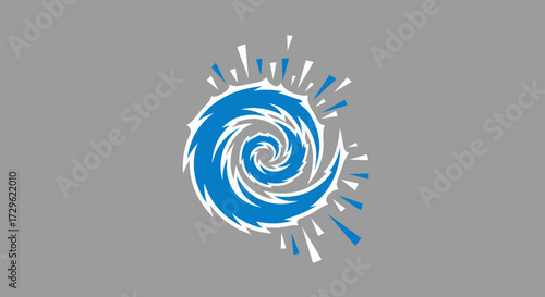 Dynamic Blue Swirling Vortex Energy Burst Graphic.