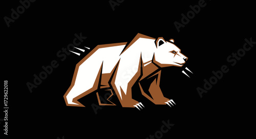 Stylized Bear Illustration with Sharp Claws and Focused Expression.