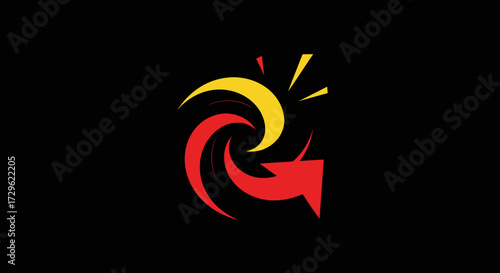 Abstract Red Arrow Swirling Design Graphic.