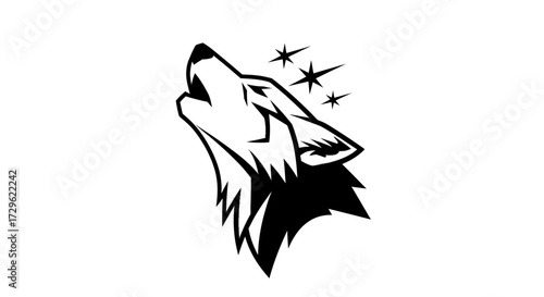 Silhouette of a howling wolf under the starry night sky a striking image.