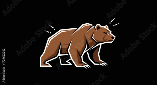 Brown Bear Illustration with Bold Outlines and Stylized Fur.