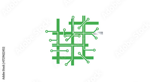 Abstract green circuit board technology network icon.