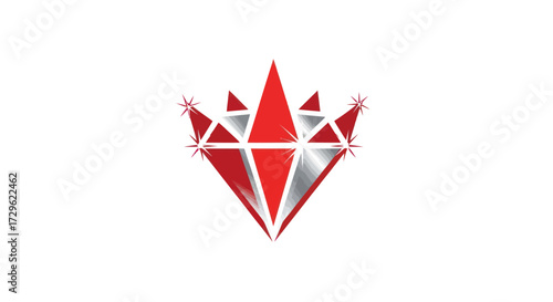 Red and silver gem logo design.