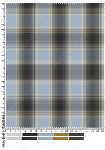 Seamless neutral brown,sage green ,gray ,teal, ,black ,sky blue and Beige plaid check pattern for fabric design & textile pattern.

