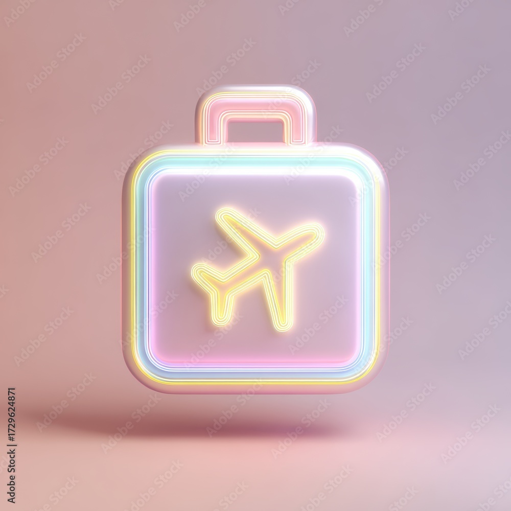 Obraz premium Journey Awaits: A vividly illustrated suitcase with an airplane emblem radiates travel dreams and escapism, the perfect metaphor for adventure. 