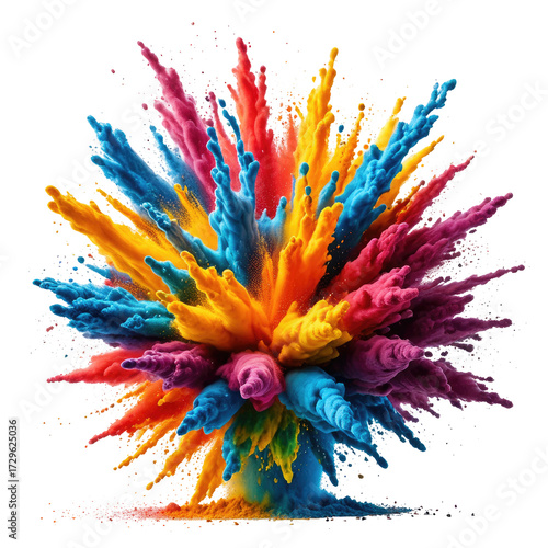 Explosion of vibrant, colorful powder on a black background. Dynamic, artistic image