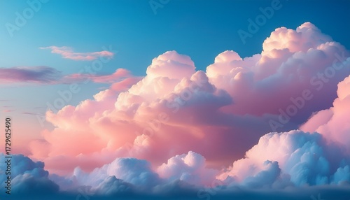Soft Pastel Clouds In A Tranquil Sky At Sunrise Or Sunset Pink Blue