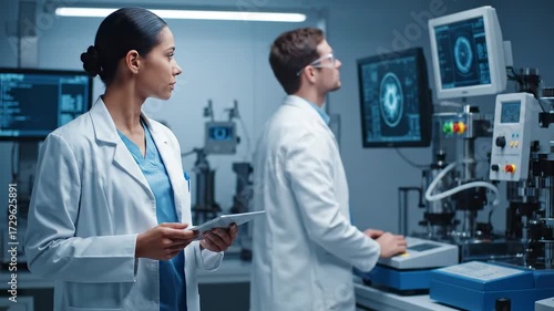Scientists in Modern Laboratory Using Sophisticated Technology prob4