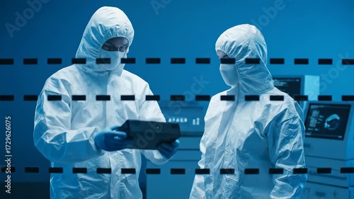 Scientists in Protective Suits Examining Technological Equipment Prob4