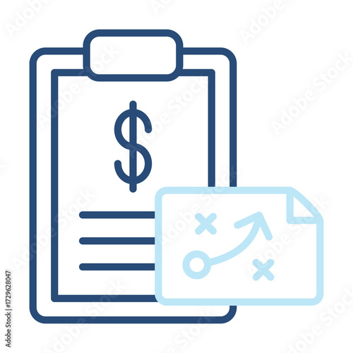 Business Plan Icon Color Outline Style. Vector Illustration Design
