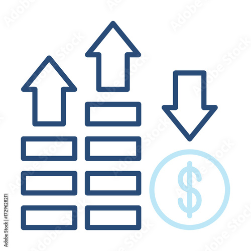 Fluctuation Icon Color Outline Style. Vector Illustration Design