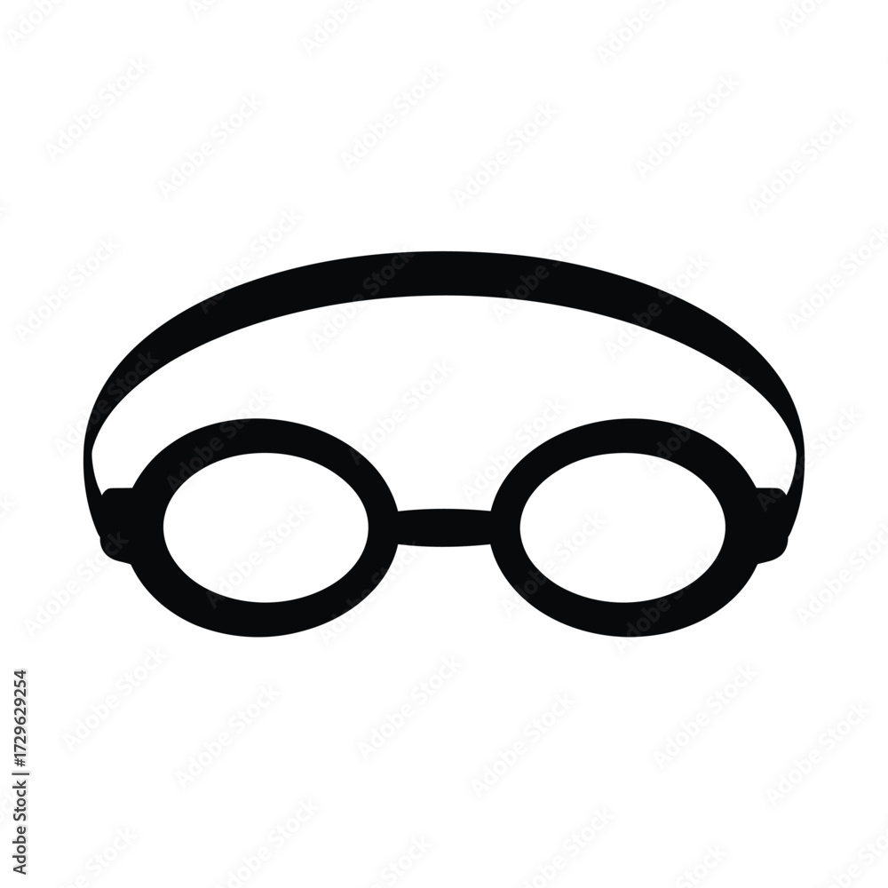 Fototapeta premium Simple black outline of vintage swimming goggles