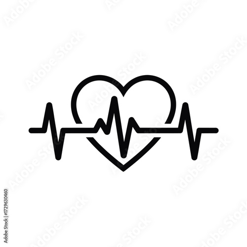 Heartbeat ekg line integrated with a heart symbol