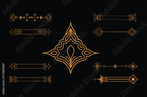 Gold Decorative Designs and Elegant Border Elements