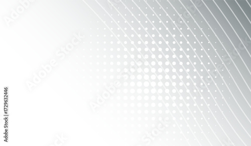 Abstract Circle DesignA modern abstract design features a series of interconnected, curved lines and a pattern of evenly spaced dots, all in shades of grey.