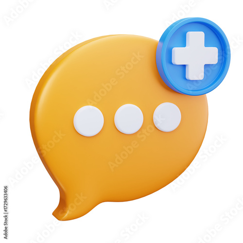 3D Add New Chat Bubble Icon