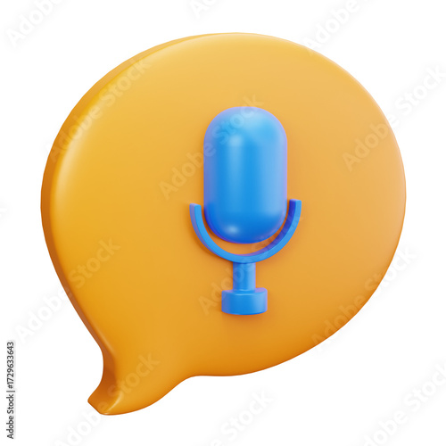3D Voice Chat Microphone Message Icon