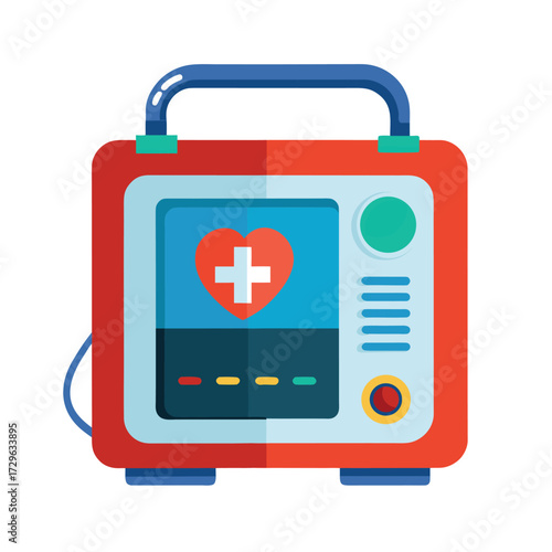defibrillator on white background