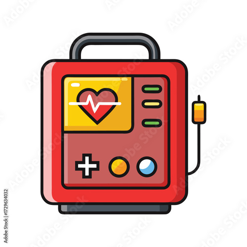 defibrillator on white background