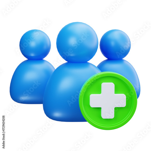 3D Add New Group People Icon