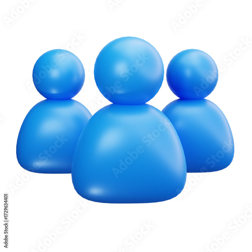 3D Blue Group People Users Icon