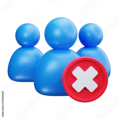 3D Remove Group People Users Icon
