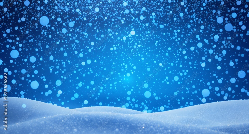 Fototapeta premium Winter Snowfall and Abstract Blue Background