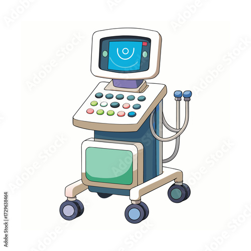 ultrasound machine on white background