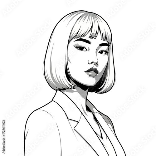 Portrait of a stylish young asian woman with bob haircut
