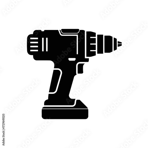 Black silhouette of a cordless drill