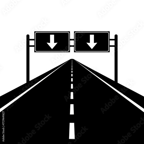 Highway road with two direction signs