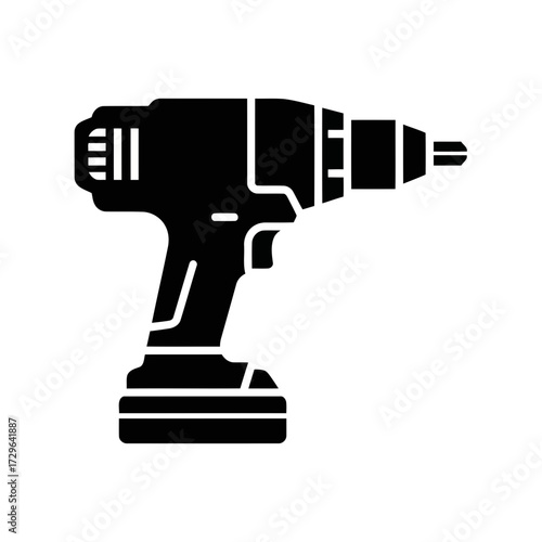 Black silhouette of a cordless drill