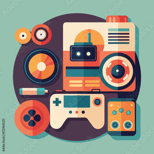 Analogue Tech Mix Vector Flat Lay