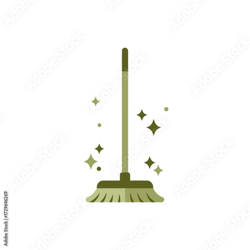 broom on a white background