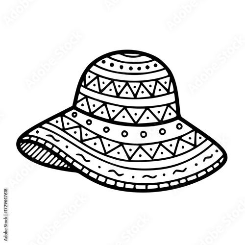 Hat outline tribal pattern doodle illustration design