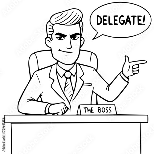 Boss pointing delegate office manager leadership illustration
