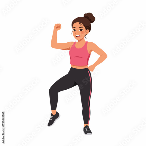 woman in pink top and black leggings clip art preview