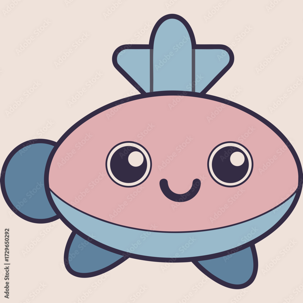 Fototapeta premium Happy Cartoon Fish Smiling with Cheerful Expression