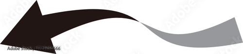 3D風の曲線の矢印、単体、黒
3D style curved arrow, single, black
