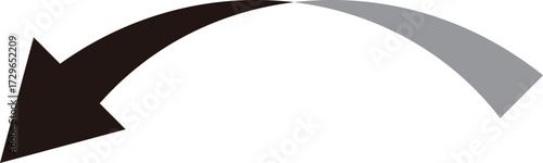 3D風の曲線の矢印、単体、黒
3D style curved arrow, single, black