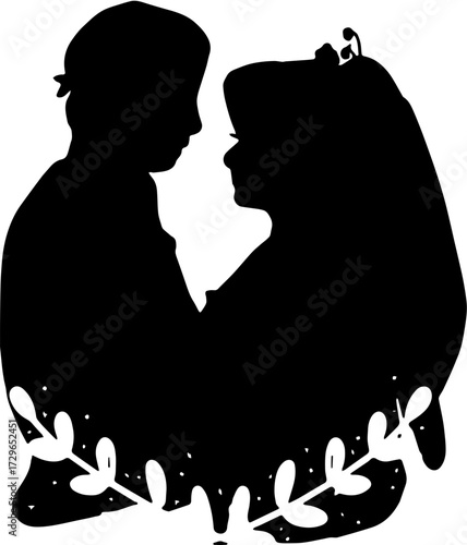 Icon man and woman wedding silhuette