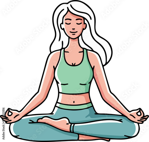 woman doing meditate yoga pose illustration