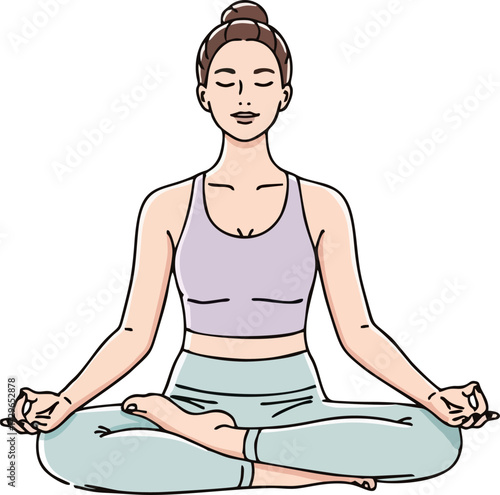 woman doing meditate yoga pose illustration