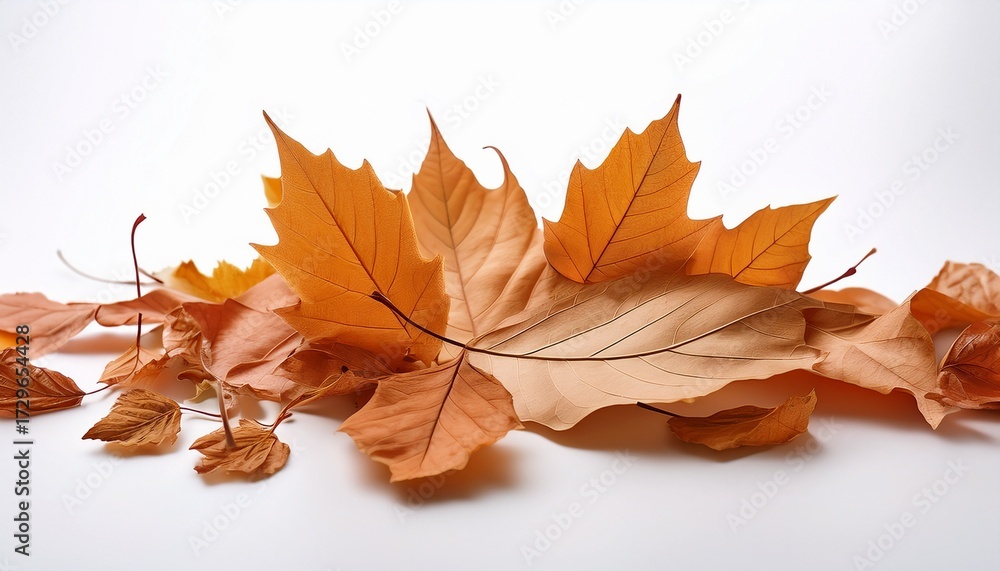 Fototapeta premium Autumn Dry Leaf White Background Generative Ai Leaf Litter Seasonal Change